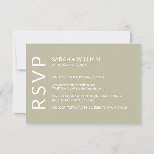 Minimalistische Sage Groene Moderne RSVP-kaart RSVP Kaartje (Voorkant)
