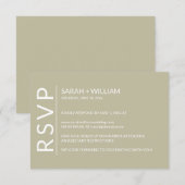 Minimalistische Sage Groene Moderne RSVP-kaart RSVP Kaartje (Voorkant / Achterkant)