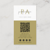 Minimalistische Sage Groene Neutrale QR Code Boho Visitekaartje (Achterkant)