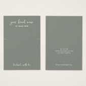 Minimalistische Sage Groene Sieraden Oorbel Displa Visitekaartje (Voorkant /achterkant)