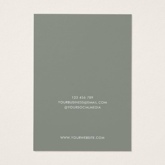 Minimalistische Sage Groene Sieraden Oorbel Displa Visitekaartje (Achterkant)