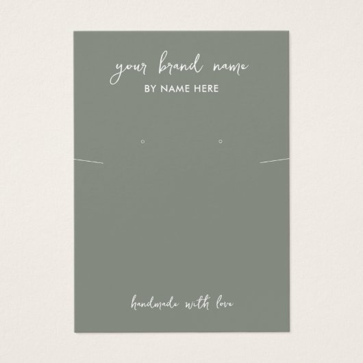 Minimalistische Sage Groene Sieraden Oorbel Displa Visitekaartje (Voorkant)
