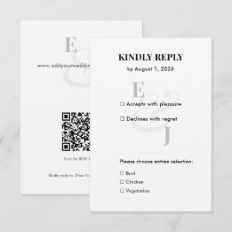 Minimalistische Sage Kleine Huwelijks RSVP Kaart |