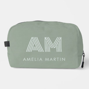 Minimalistische Sage Matcha Groene Monogram Toilettasje