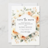 Minimalistische Sage Peach bruiloft Save The Date (Voorkant)