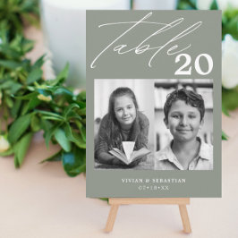 Minimalistische Sage Trouwtafel nummer twee Afbeel Aankondiging