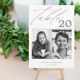 Minimalistische Sage Trouwtafel nummer twee Afbeel Aankondiging