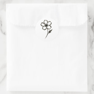 Minimalistische Sakura – Inktborstel Cherry Blosso Ronde Sticker