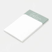Minimalistische salie groen en wit Aangepaste naam Post-it® Notes (Schuin)