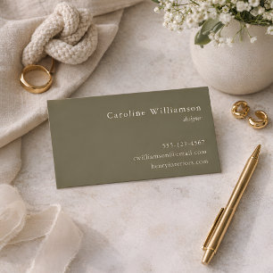 Minimalistische salie olijfgroen Elegante Professi Visitekaartje