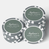 Minimalistische saliegroene en witte bruidsdouche poker chips (Opstapeling)