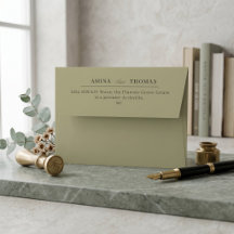 Minimalistische saliegroene retouradres Elegante M