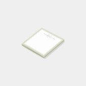 Minimalistische saliegroene script twee rand monog post-it® notes (Schuin)