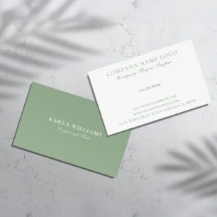 Minimalistische saliegroene witte omkeerbare visitekaartje