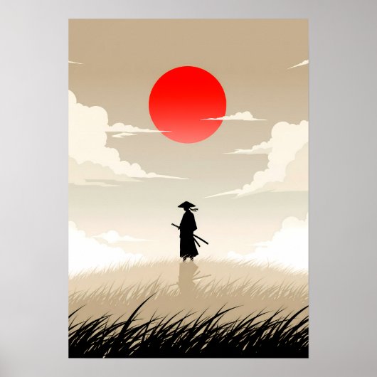 Minimalistische Samurai Poster (Voorkant)