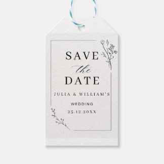 Minimalistische Save the Date Bloem Moderne Trouwd Cadeaulabel