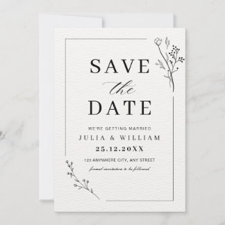 Minimalistische Save the Date Bloem Moderne Trouwd Kaart
