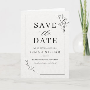 Minimalistische Save the Date Bloem Moderne Trouwd Kaart