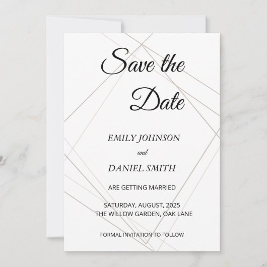 Minimalistische Save the Date Kaart (Voorkant)