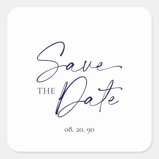 Minimalistische Save the Date-sticker  Vierkante Sticker (Voorkant)