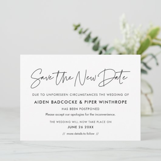 Minimalistische Save the new date trouwdatum aanko Kaart (Staand voorkant)