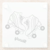 Minimalistische Schaatsen van de Roller Tekening d Glazen Onderzetter (Achterkant)