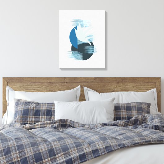 Minimalistische schaduwen van Blauwe Calming Canva Canvas Afdruk (Insitu (Slaapkamer))
