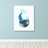 Minimalistische schaduwen van Blauwe Calming Canva Canvas Afdruk (Insitu (Houten vloer))