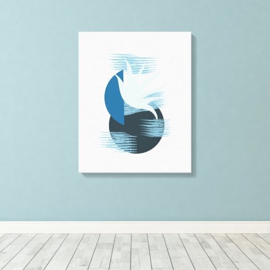 Minimalistische schaduwen van Blauwe Calming Canva Canvas Afdruk (Insitu (Houten vloer))