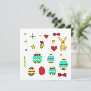 Minimalistische schattige Happy Easter-cartoons Bedankkaart