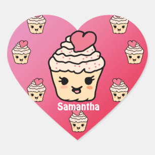 Minimalistische Schattigee Cupcake met een hart    Sticker