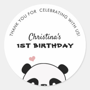 Minimalistische Schattigee Panda Verjaardag Dank j Ronde Sticker