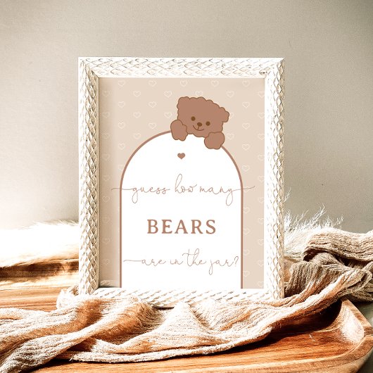 Minimalistische Schattigee teddybeer raad hoeveel Poster