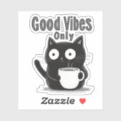 Minimalistische Schattigee Zwarte Kat Positieve Ko Sticker (Vel)