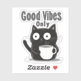 Minimalistische Schattigee Zwarte Kat Positieve Ko Sticker