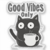 Minimalistische Schattigee Zwarte Kat Positieve Ko Sticker (Voorkant)