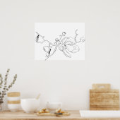 Minimalistische schets Single Magnolia Bloom Poster (Keuken)
