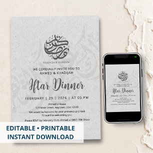 Minimalistische schone papieren textuur Iftar uitn Kaart
