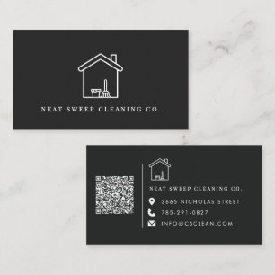 Minimalistische Schoonmaakdienst QR CODE Merkident Visitekaartje