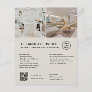 Minimalistische Schoonmaakdiensten QR Zakelijk Flyer