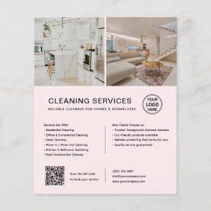 Minimalistische Schoonmaakdiensten Roze QR Zakelij Flyer