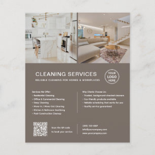 Minimalistische Schoonmaakdiensten Taupe QR Zakeli Flyer