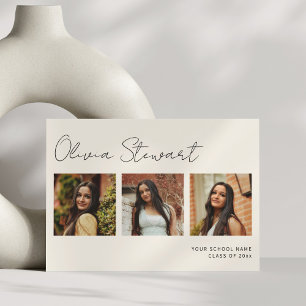 Minimalistische script afstudeerfoto-collage aankondiging
