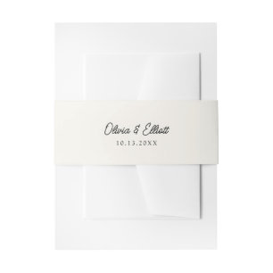 Minimalistische Script Cream Off White Wedding Sui Uitnodigingen Wikkel