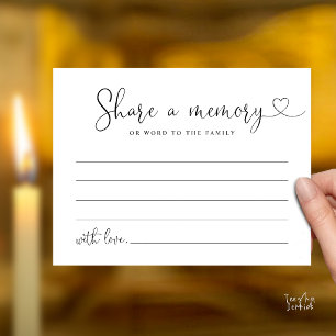 Minimalistische Script Deel een Herinnering Rouwka Briefkaart