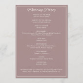 Minimalistische Script Dusty Roos Wedding Programma (Achterkant)