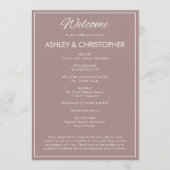 Minimalistische Script Dusty Roos Wedding Programma (Voorkant)