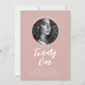 Minimalistische Script Foto 21e verjaardag Dusty P Kaart (Voorkant)