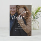 Minimalistische script foto bruiloft opslaan van d save the date (Staand voorkant)