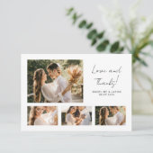 Minimalistische Script Foto Collage Trouw Dankjewe Bedankkaart (Staand voorkant)